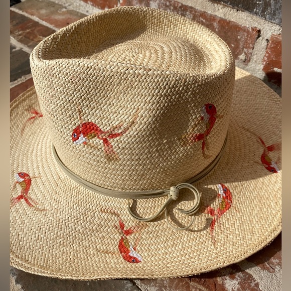 Hand Woven & Hand painted Fish Straw Hat main image 7